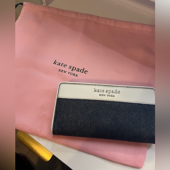 Kate Spade New York Cameron Denim Colorblock Large Slim Bifold Wallet - Picture 8 of 8